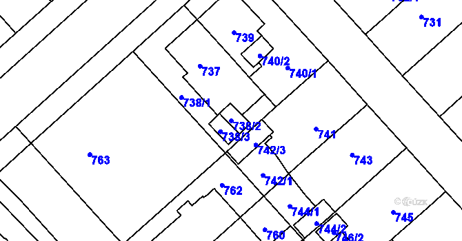 Parcela st. 738/2 v KÚ Doubravka, Katastrální mapa