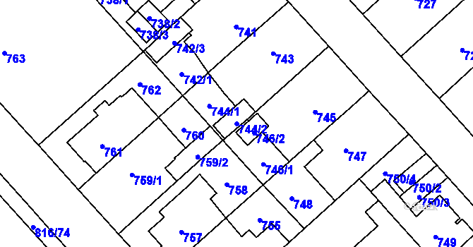 Parcela st. 744/2 v KÚ Doubravka, Katastrální mapa