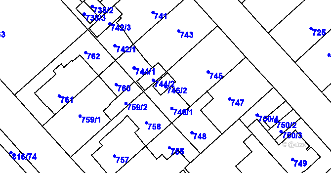 Parcela st. 746/2 v KÚ Doubravka, Katastrální mapa