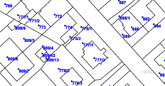 Parcela st. 777/1 v KÚ Doubravka, Katastrální mapa