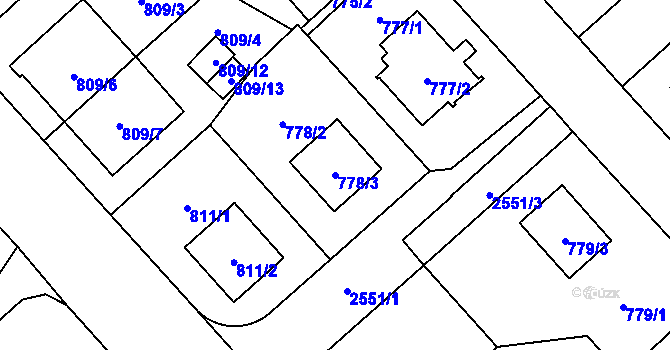 Parcela st. 778/3 v KÚ Doubravka, Katastrální mapa