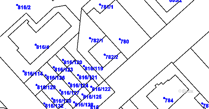 Parcela st. 782/2 v KÚ Doubravka, Katastrální mapa