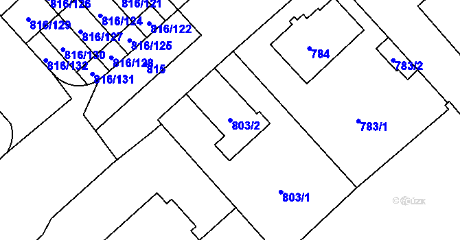 Parcela st. 803/2 v KÚ Doubravka, Katastrální mapa