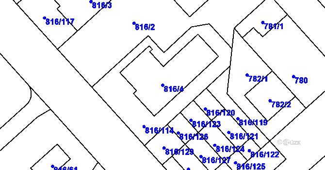 Parcela st. 816/4 v KÚ Doubravka, Katastrální mapa