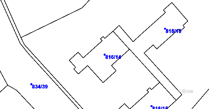 Parcela st. 816/14 v KÚ Doubravka, Katastrální mapa