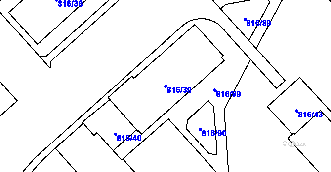 Parcela st. 816/39 v KÚ Doubravka, Katastrální mapa