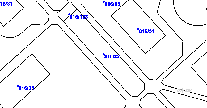 Parcela st. 816/82 v KÚ Doubravka, Katastrální mapa