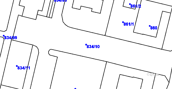 Parcela st. 834/10 v KÚ Doubravka, Katastrální mapa