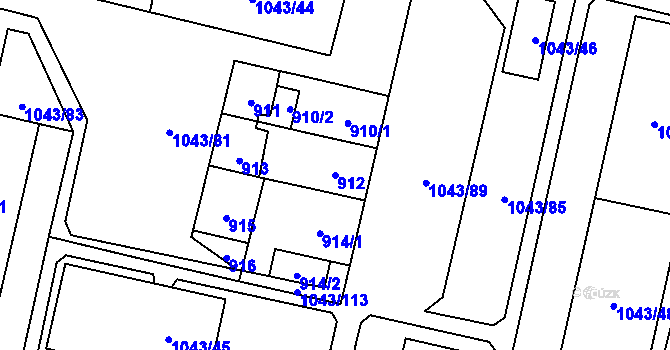 Parcela st. 912 v KÚ Doubravka, Katastrální mapa
