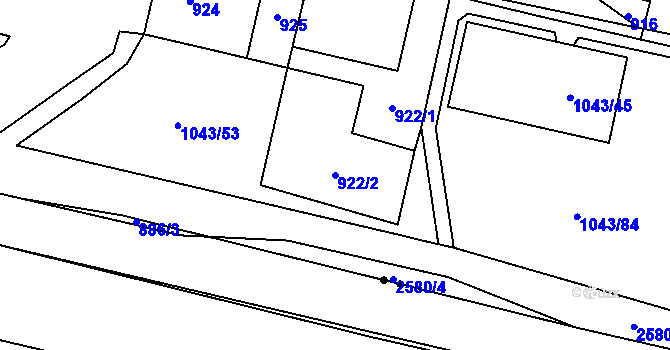 Parcela st. 922/2 v KÚ Doubravka, Katastrální mapa