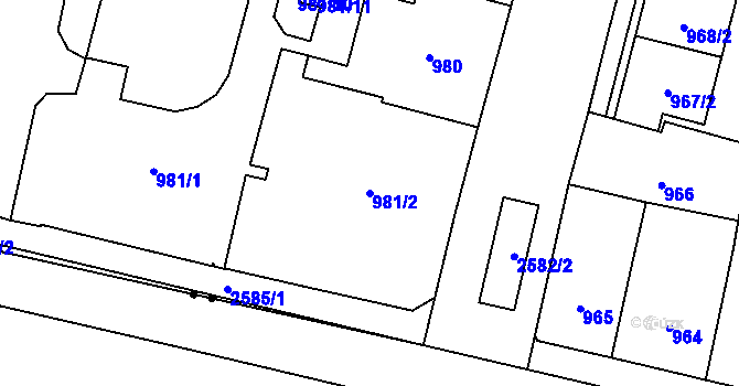Parcela st. 981/2 v KÚ Doubravka, Katastrální mapa