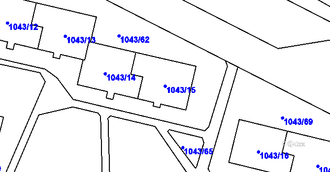 Parcela st. 1043/15 v KÚ Doubravka, Katastrální mapa