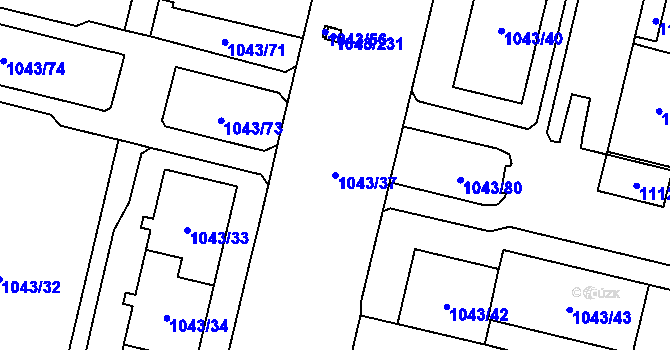 Parcela st. 1043/37 v KÚ Doubravka, Katastrální mapa