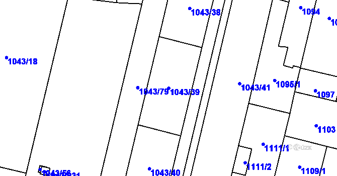 Parcela st. 1043/39 v KÚ Doubravka, Katastrální mapa