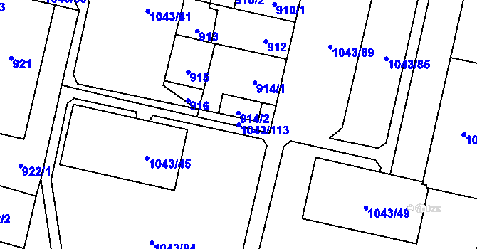Parcela st. 1043/113 v KÚ Doubravka, Katastrální mapa