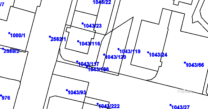 Parcela st. 1043/120 v KÚ Doubravka, Katastrální mapa