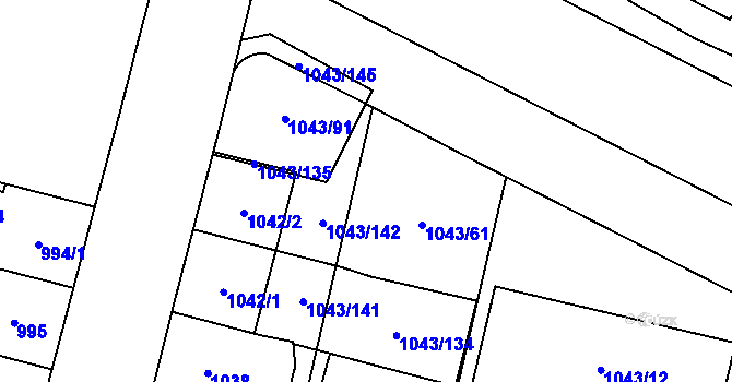 Parcela st. 1043/144 v KÚ Doubravka, Katastrální mapa
