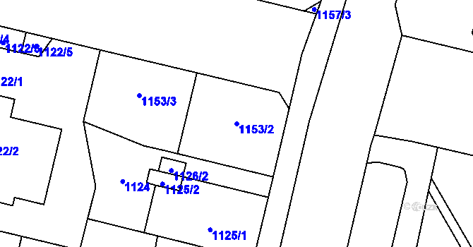 Parcela st. 1153/2 v KÚ Doubravka, Katastrální mapa