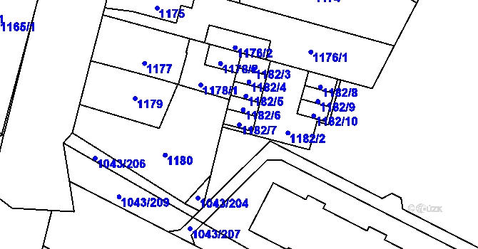 Parcela st. 1182/7 v KÚ Doubravka, Katastrální mapa