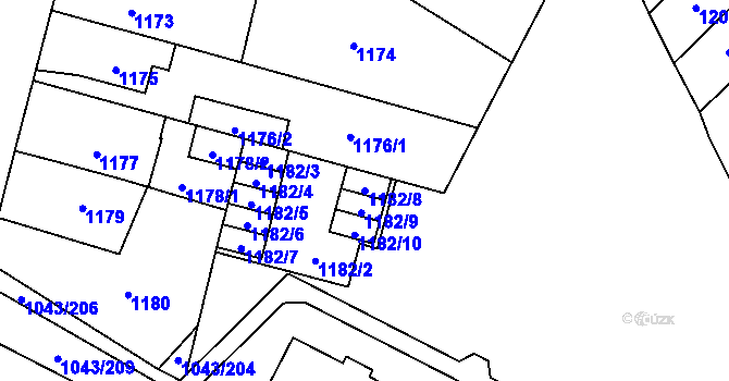 Parcela st. 1182/8 v KÚ Doubravka, Katastrální mapa