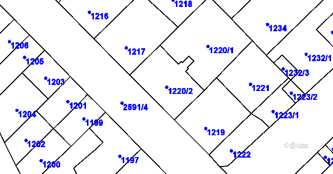 Parcela st. 1220/2 v KÚ Doubravka, Katastrální mapa