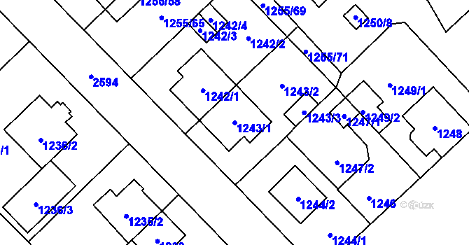 Parcela st. 1243/1 v KÚ Doubravka, Katastrální mapa