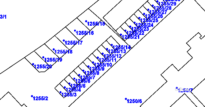 Parcela st. 1255/12 v KÚ Doubravka, Katastrální mapa