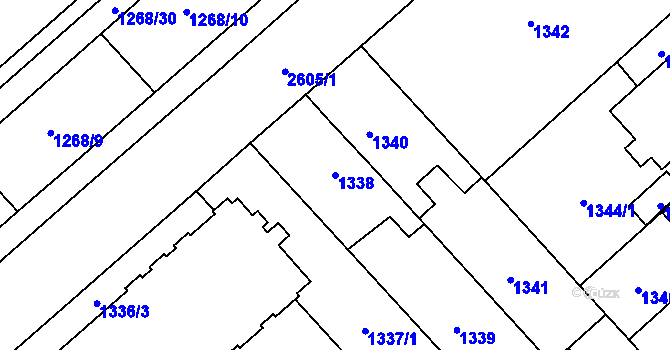Parcela st. 1338 v KÚ Doubravka, Katastrální mapa