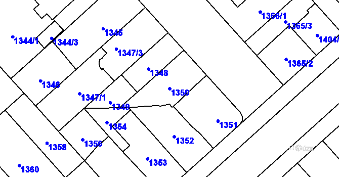 Parcela st. 1350 v KÚ Doubravka, Katastrální mapa