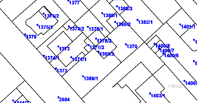 Parcela st. 1369/2 v KÚ Doubravka, Katastrální mapa