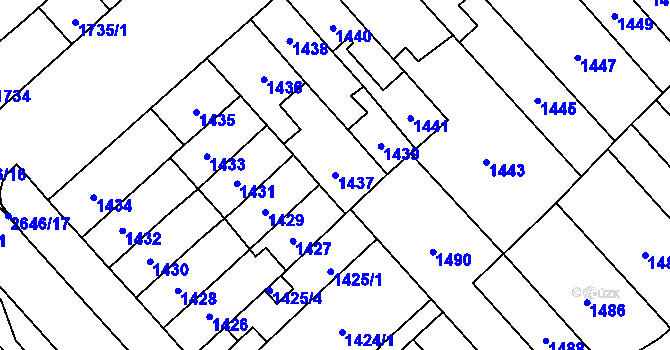 Parcela st. 1437 v KÚ Doubravka, Katastrální mapa