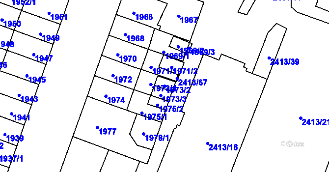 Parcela st. 1973/2 v KÚ Doubravka, Katastrální mapa