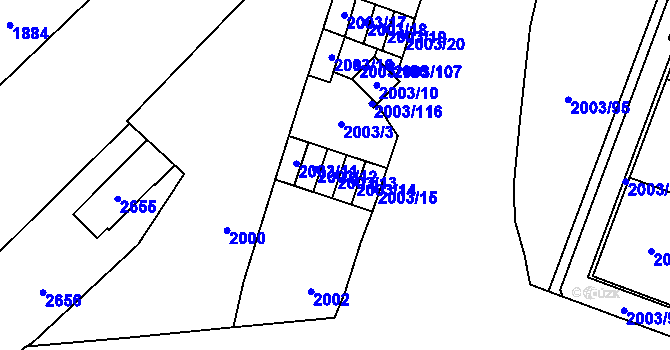 Parcela st. 2003/13 v KÚ Doubravka, Katastrální mapa