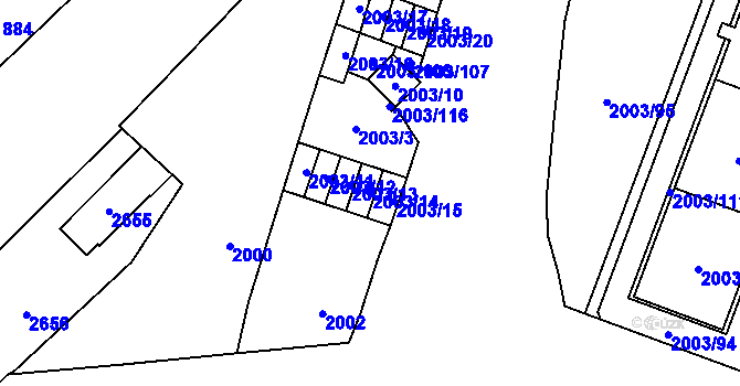 Parcela st. 2003/14 v KÚ Doubravka, Katastrální mapa