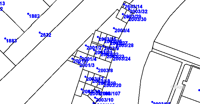 Parcela st. 2003/22 v KÚ Doubravka, Katastrální mapa