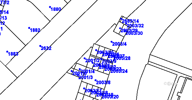 Parcela st. 2003/25 v KÚ Doubravka, Katastrální mapa
