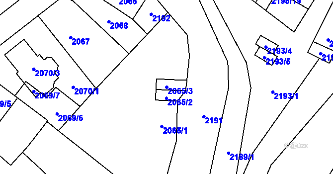 Parcela st. 2065/3 v KÚ Doubravka, Katastrální mapa