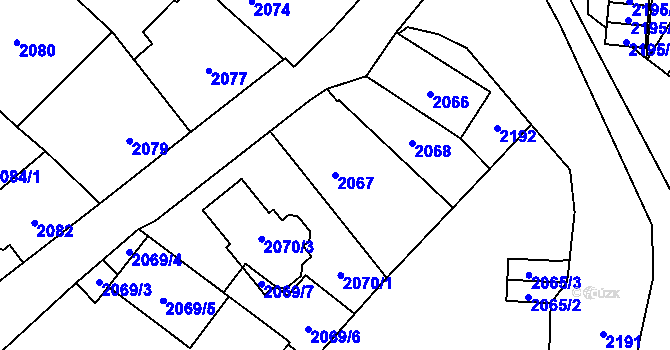 Parcela st. 2067 v KÚ Doubravka, Katastrální mapa