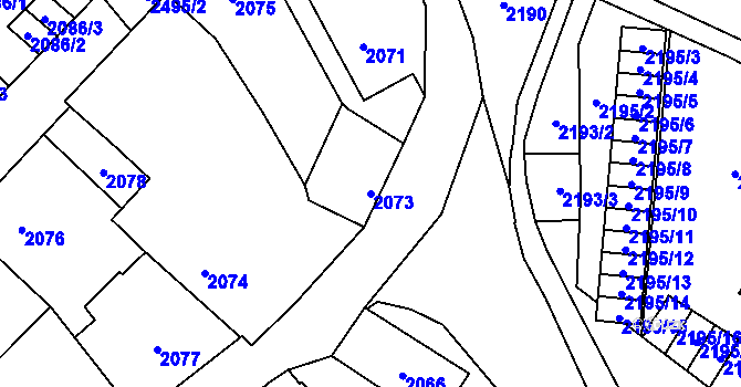 Parcela st. 2073 v KÚ Doubravka, Katastrální mapa