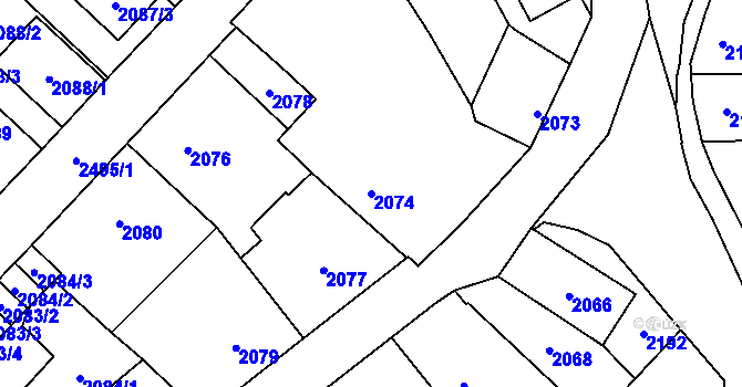 Parcela st. 2074 v KÚ Doubravka, Katastrální mapa