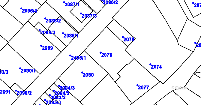 Parcela st. 2076 v KÚ Doubravka, Katastrální mapa