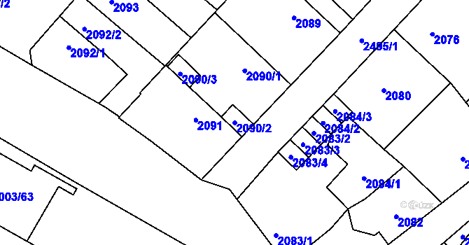 Parcela st. 2090/2 v KÚ Doubravka, Katastrální mapa