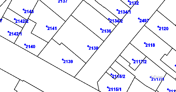Parcela st. 2138 v KÚ Doubravka, Katastrální mapa