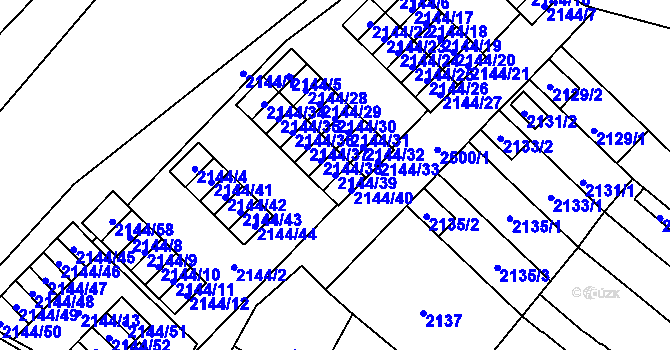 Parcela st. 2144/39 v KÚ Doubravka, Katastrální mapa