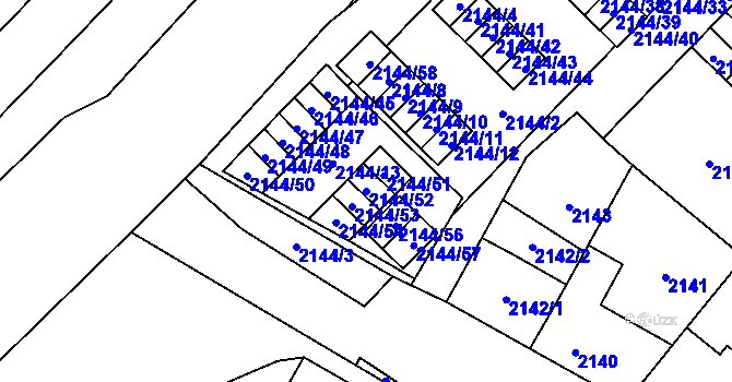 Parcela st. 2144/52 v KÚ Doubravka, Katastrální mapa