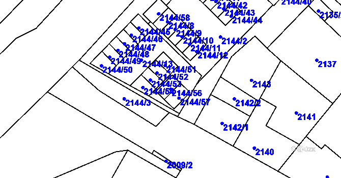 Parcela st. 2144/56 v KÚ Doubravka, Katastrální mapa