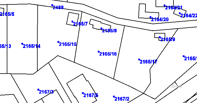 Parcela st. 2165/16 v KÚ Doubravka, Katastrální mapa