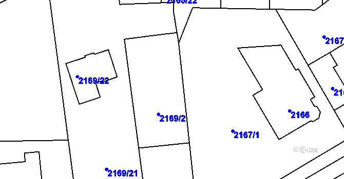 Parcela st. 2169/7 v KÚ Doubravka, Katastrální mapa