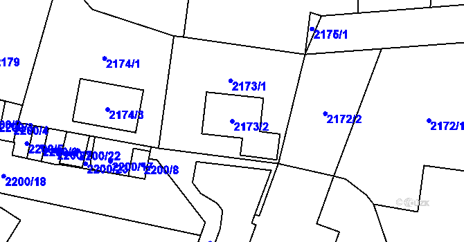 Parcela st. 2173/2 v KÚ Doubravka, Katastrální mapa