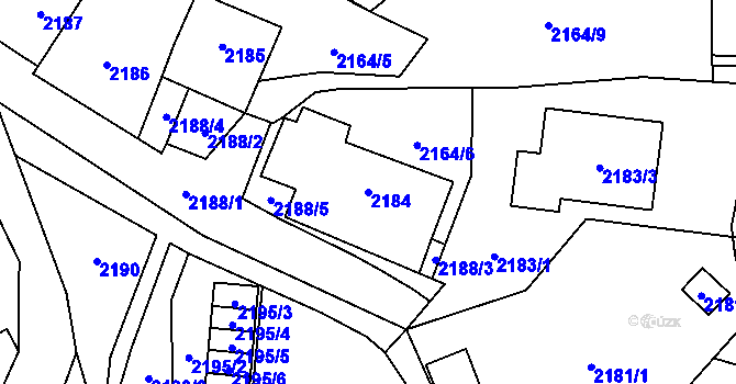 Parcela st. 2184 v KÚ Doubravka, Katastrální mapa